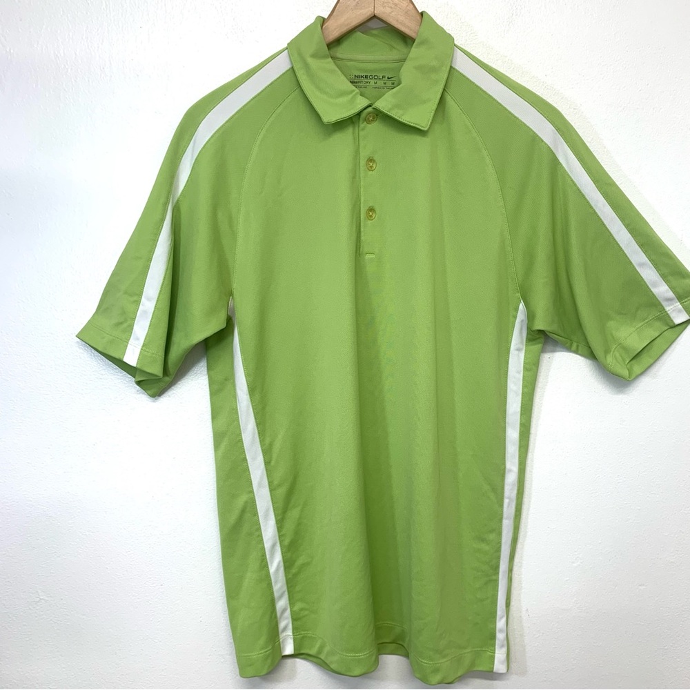 Nike Golf Shirt Polo Men M Dri Fit Short Sleeve Green Swoosh Activewear Work